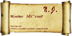 Nieder József névjegykártya