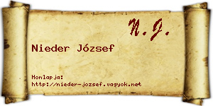 Nieder József névjegykártya